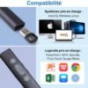 Pointeur de Présentation Sans Fil avec Laser Rouge et Récepteur 2-en-1 USB-A/Type-C - Pile AAA (non inclus)
