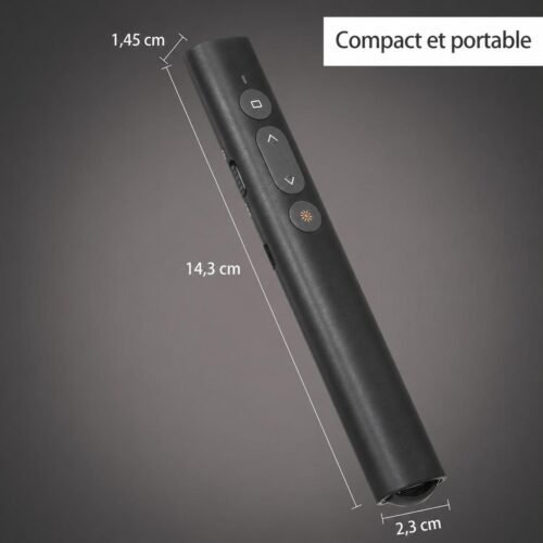 Pointeur de Présentation Sans Fil avec Laser Rouge et Récepteur 2-en-1 USB-A/Type-C - Pile AAA (non inclus)