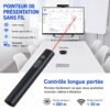 Pointeur de Présentation Sans Fil avec Laser Rouge et Récepteur 2-en-1 USB-A/Type-C - Pile AAA (non inclus)