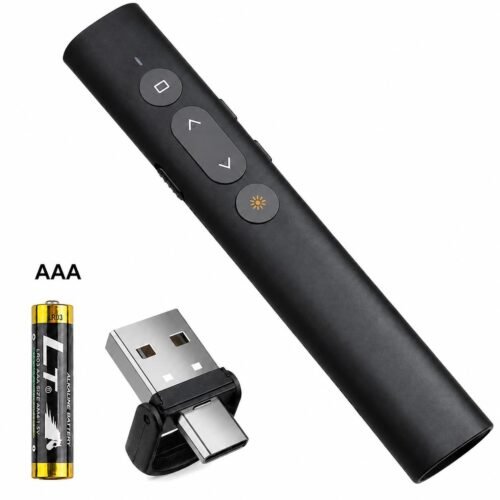 Pointeur de Présentation Sans Fil avec Laser Rouge et Récepteur 2-en-1 USB-A/Type-C - Pile AAA (non inclus)