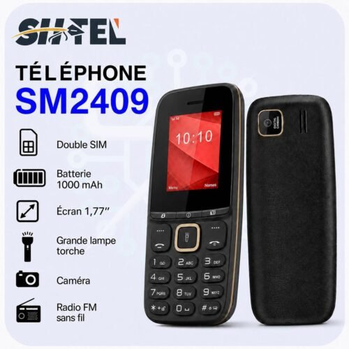 Téléphone Portable SM2409 Double SIM – Écran 1,77", Batterie 1000 mAh, Caméra, Radio FM et