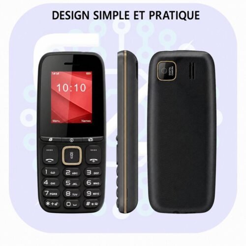 Téléphone Portable SM2409 Double SIM – Écran 1,77", Batterie 1000 mAh, Caméra, Radio FM et