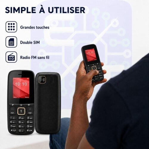 Téléphone Portable SM2409 Double SIM – Écran 1,77", Batterie 1000 mAh, Caméra, Radio FM et