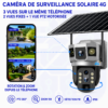 Caméra de Surveillance Solaire 4G 15 MP Triple Vue, PTZ 360°, Zoom Optique 10X, Détection PIR et IP66