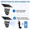 Caméra de Surveillance Solaire 4G 15 MP Triple Vue, PTZ 360°, Zoom Optique 10X, Détection PIR et IP66