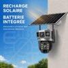 Caméra de Surveillance Solaire 4G 15 MP Triple Vue, PTZ 360°, Zoom Optique 10X, Détection PIR et IP66