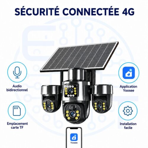 Caméra connectée 4G Yoosee Caméra 4G Yoosee avec audio bidirectionnel et carte TF