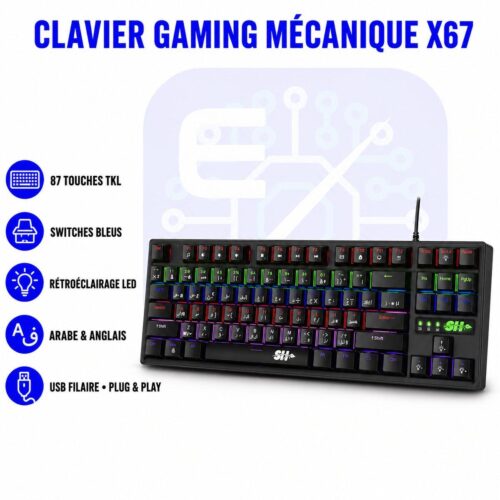 Clavier gaming mécanique X67 87 touches TKL SH
