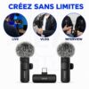 Kit de 2 Microphones Sans Fil BY MW3 avec Récepteur Type C Portée Supérieure à 20 m