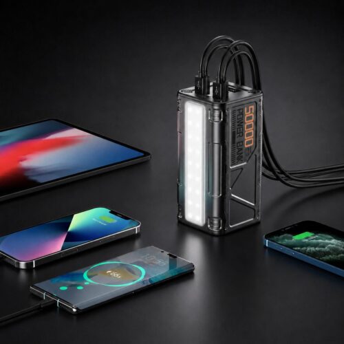 Power Bank 50000mAh 100W Charge Rapide PD – Lampe LED SOS, 4 Sorties USB, Power Bank Haute Capacité