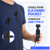 Microphone Lavalier Numérique USB‑C BY‑M3‑OP pour DJIOsmo Pocket Omnidirectionnel, 24 bit/96 kHz, Câble 2 m