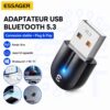Adaptateur USB Bluetooth 5.3 pour PC – Plug & Play, Portée 10 m, Jusqu’à 5 Appareils, Windows 8.1/10/11