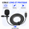 Microphone Lavalier Numérique USB‑C BY‑M3‑OP pour DJIOsmo Pocket Omnidirectionnel, 24 bit/96 kHz, Câble 2 m