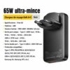 Chargeur GaN 65W Ultra-Fin USB-C PD + USB-A QC – Prise EU Pliable, Charge Rapide pour 2 Appareils