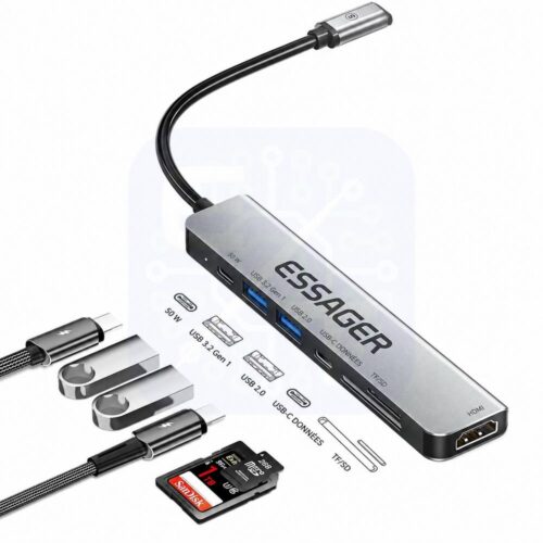 gvc.product.image_.1785926397955.242fe7c6-cfde-43e5-accb-c81b35070ab8.jpeg Hub USB C 7 en 1 avec HDMI 4K, USB 3.2 Gen 1, lecteur TF SD et PD 50 W
