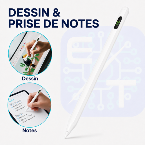 gvc.product.image_.1785971579237.d460bdc4-a33f-479b-95f0-0607b9acd4d8.png Stylet Universel Rechargeable avec Écran LCD et Pointe Fine 1,5 mm – Compatible iOS, Android et Windows