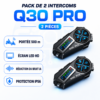 Pack de 2 Intercoms Moto Q30 Pro Bluetooth – Portée 500 m, Écran LED HD, Réduction du Bruit IA et Protection IP56