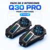 Pack de 2 Intercoms Moto Q30 Pro Bluetooth – Portée 500 m, Écran LED HD, Réduction du Bruit IA et Protection IP56