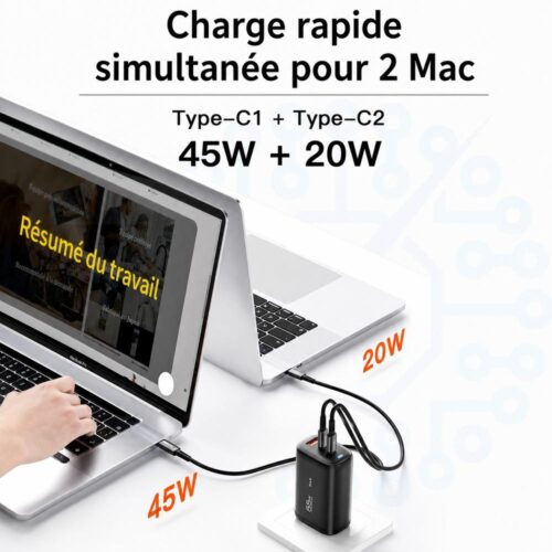 gvc.product.image_.1786012990632.2d2842bd-2da5-4968-bea5-fc4bb35e41d7.jpeg Chargeur Secteur GaN 65W à 3 Ports 2 USB C PD 3.0 + USB A QC 3.0, Prise EU