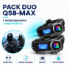 Pack de 2 Intercoms Moto Q58-Max Bluetooth – Communication 500 m, Partage de Musique, Radio FM et Protection IP65