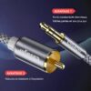 Câble audio stéréo Jack 3,5 mm vers 2 RCA mâles 1M, Câble en nylon tressé