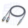 Câble audio stéréo Jack 3,5 mm vers 2 RCA mâles 2M, Câble en nylon tressé