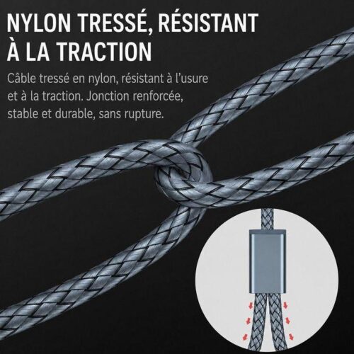 Câble audio stéréo Jack 3,5 mm vers 2 RCA mâles 5M, Câble en nylon tressé