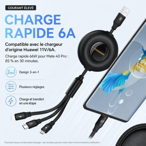 gvc.product.image_.1786284661995.7c24d036-27ce-4400-8822-4afaa7ff80f5.jpeg Câble Rétractable 3 en 1 6A USB C 1M, Lightning et MicronUSB 4 Longueurs Réglables