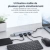 Hub USB C 4 en 1 à 4 ports USB 2.0 480 MB/s