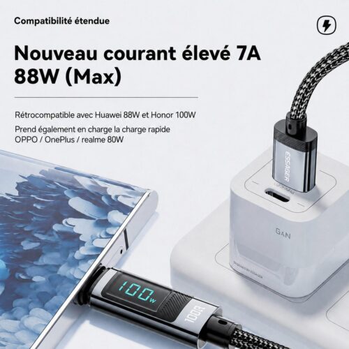 gvc.product.image_.1786464953661.220bf2ac-fd34-41f5-a812-34564935e395.jpeg Câble USB A vers USB C 7A jusqu’à 100W avec écran numérique et transfert 480 Mbps