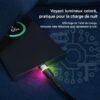 Câble USB A vers USB C 3A avec voyant RGB et transfert 480 Mbps