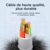 Câble USB A vers USB C 3A avec voyant RGB et transfert 480 Mbps