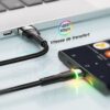 Câble USB A vers USB C 3A avec voyant RGB et transfert 480 Mbps