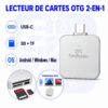 Lecteur de cartes SD et TF/microSD OTG 2 en 1 USB Type C