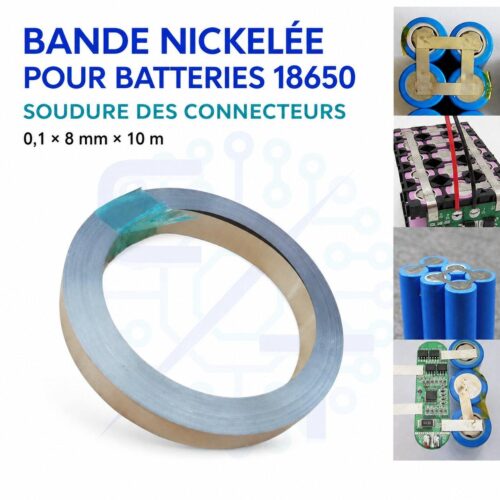 Bande de Nickel pour soudure de batteries 18650 0,1x8mmx10 m