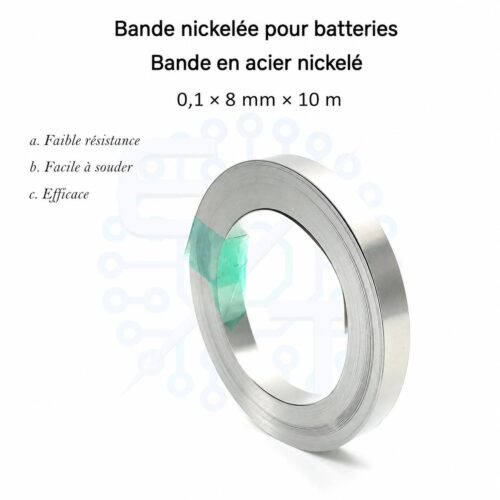Bande de Nickel pour soudure de batteries 18650 0,1x8mmx10 m