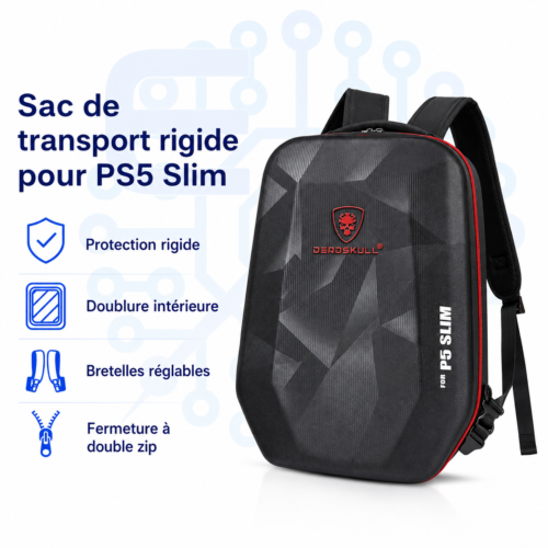 Sac de transport rigide pour PlayStation 5 Slim avec bretelles