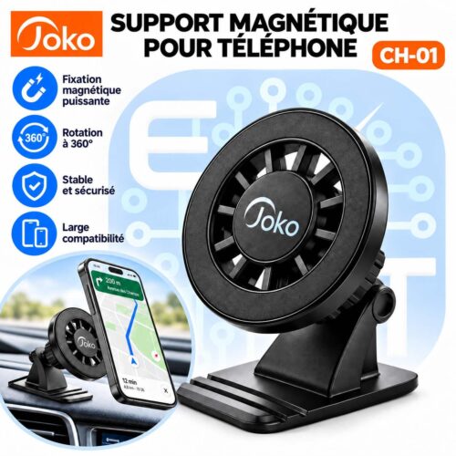 Support Magnétique pour Téléphone CH-01 – Rotation 360° – Fixation Stable pour Voiture